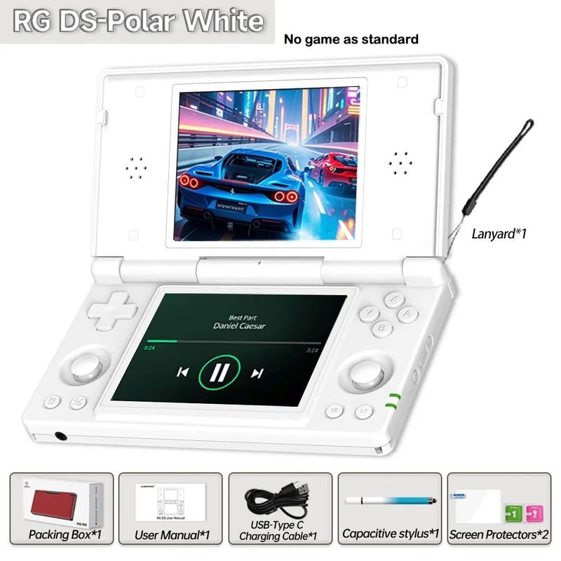 Anbernic RG DS 32gb Handheld Game Console Dual IPS Screen Android 4000mAh Flip Video Game Player, White - Image 1
