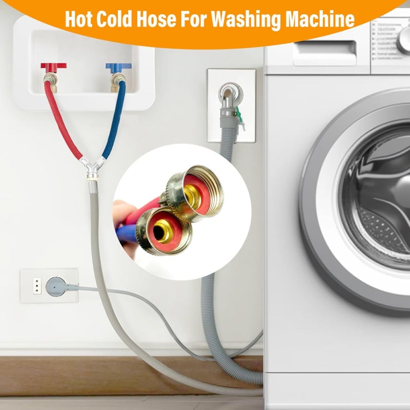 PEVEPEXE Hot Cold Washer Hose Rubber Y Mixer Plumbing Connector Burst Proof Water Line Hoses For All Washing Machine and Dryer, 3/4" Fittings, 1 FT Length - Image 5