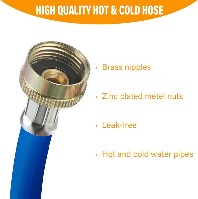 PEVEPEXE Hot Cold Washer Hose Rubber Y Mixer Plumbing Connector Burst Proof Water Line Hoses For All Washing Machine and Dryer, 3/4" Fittings, 1 FT Length - Image 3