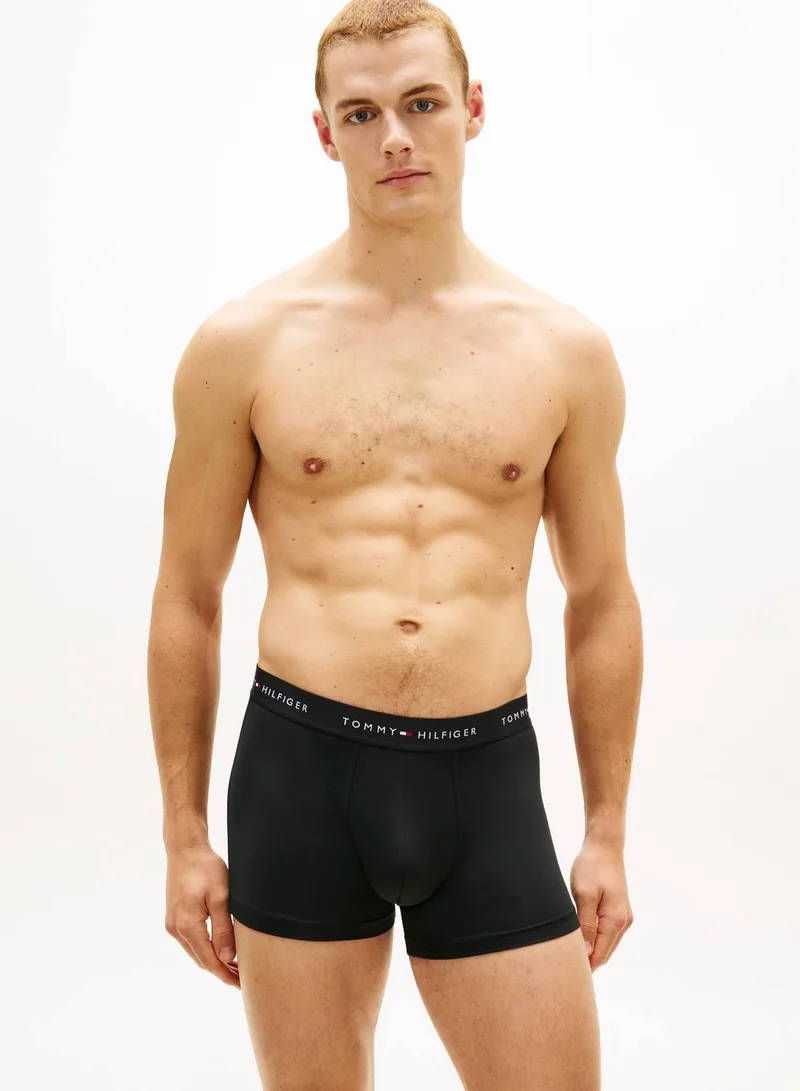 Tommy Hilfiger Blk/Brz Blu/Lght Cast 3-Pack Signature Logo Microfibre Trunks for Men | Best Price UAE