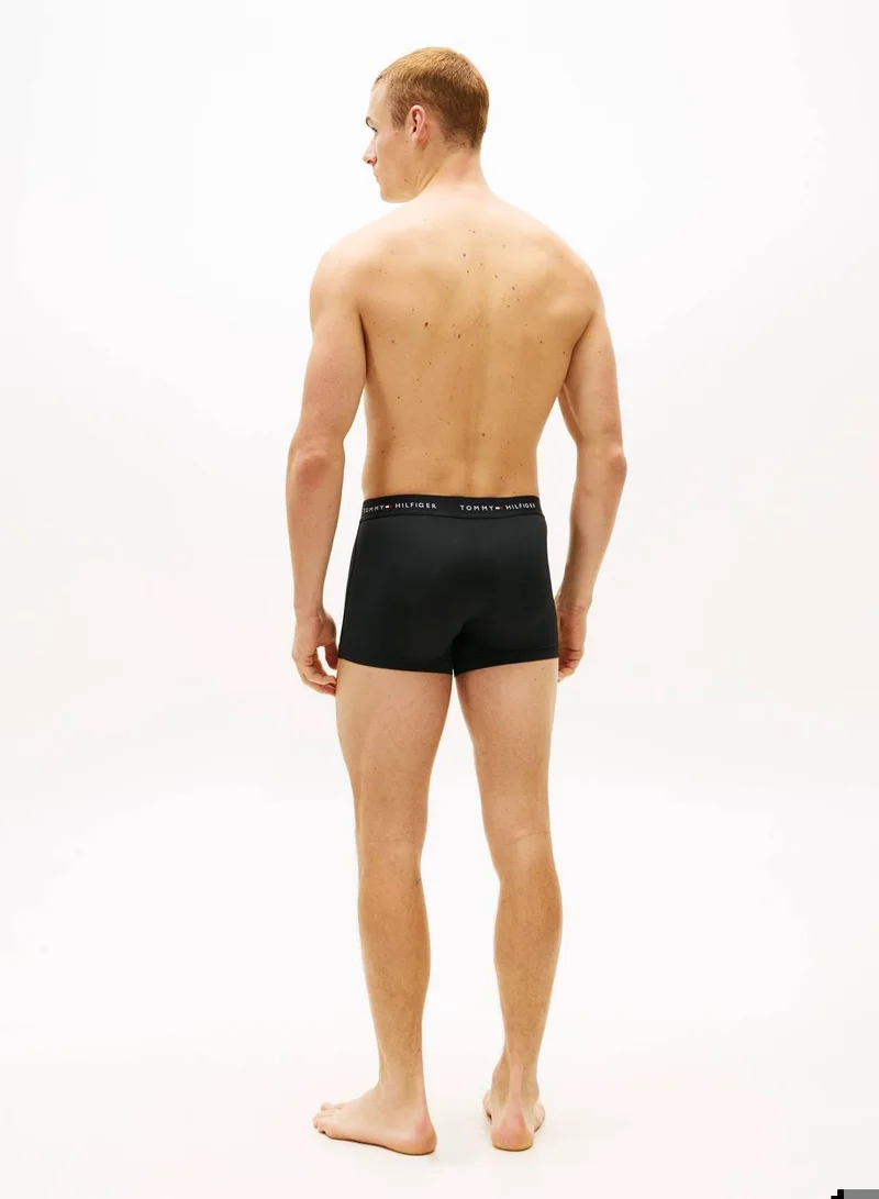 Tommy Hilfiger Blk/Brz Blu/Lght Cast 3-Pack Signature Logo Microfibre Trunks for Men | Best Price UAE
