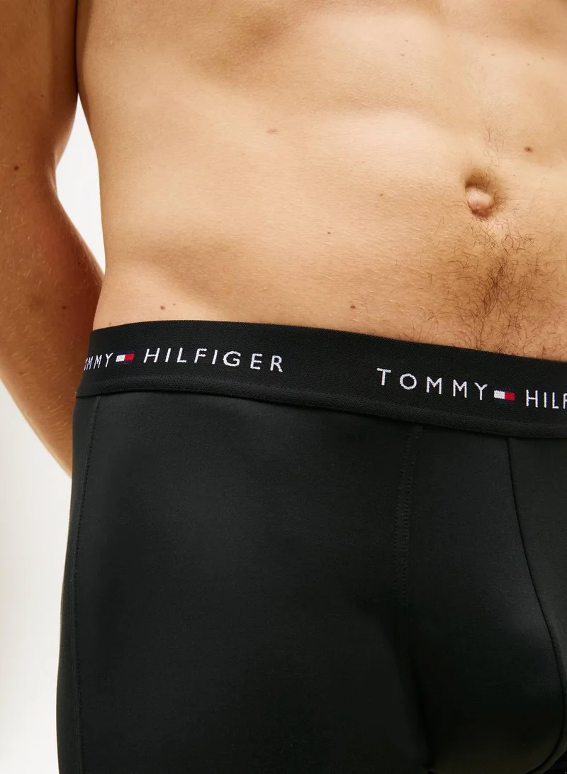 Tommy Hilfiger Blk/Brz Blu/Lght Cast 3-Pack Signature Logo Microfibre Trunks for Men | Best Price UAE