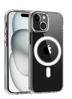 Clear Magnetic Case for iPhone 15 6.1 Inch, Compatible with MagSafe, Super Premium Silicone PU Mobile Cover Shockproof Scratch Resistant Anti-Slip
