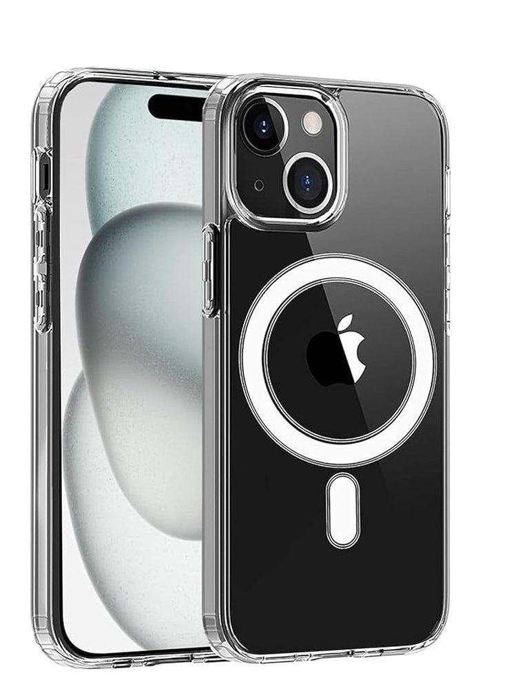 Case - Clear Magnetic Case for iPhone 15 6.1 Inch, Compatible with MagSafe, Super Premium Silicone PU Mobile Cover Shockproof Scratch Resistant Anti-Slip - Image 1