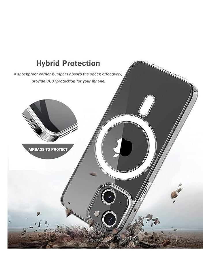 Case - Clear Magnetic Case for iPhone 15 6.1 Inch, Compatible with MagSafe, Super Premium Silicone PU Mobile Cover Shockproof Scratch Resistant Anti-Slip - Image 1