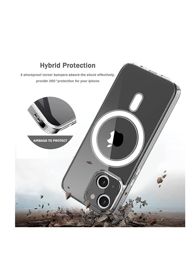 Case - Clear Magnetic Case for iPhone 15 6.1 Inch, Compatible with MagSafe, Super Premium Silicone PU Mobile Cover Shockproof Scratch Resistant Anti-Slip - Image 1