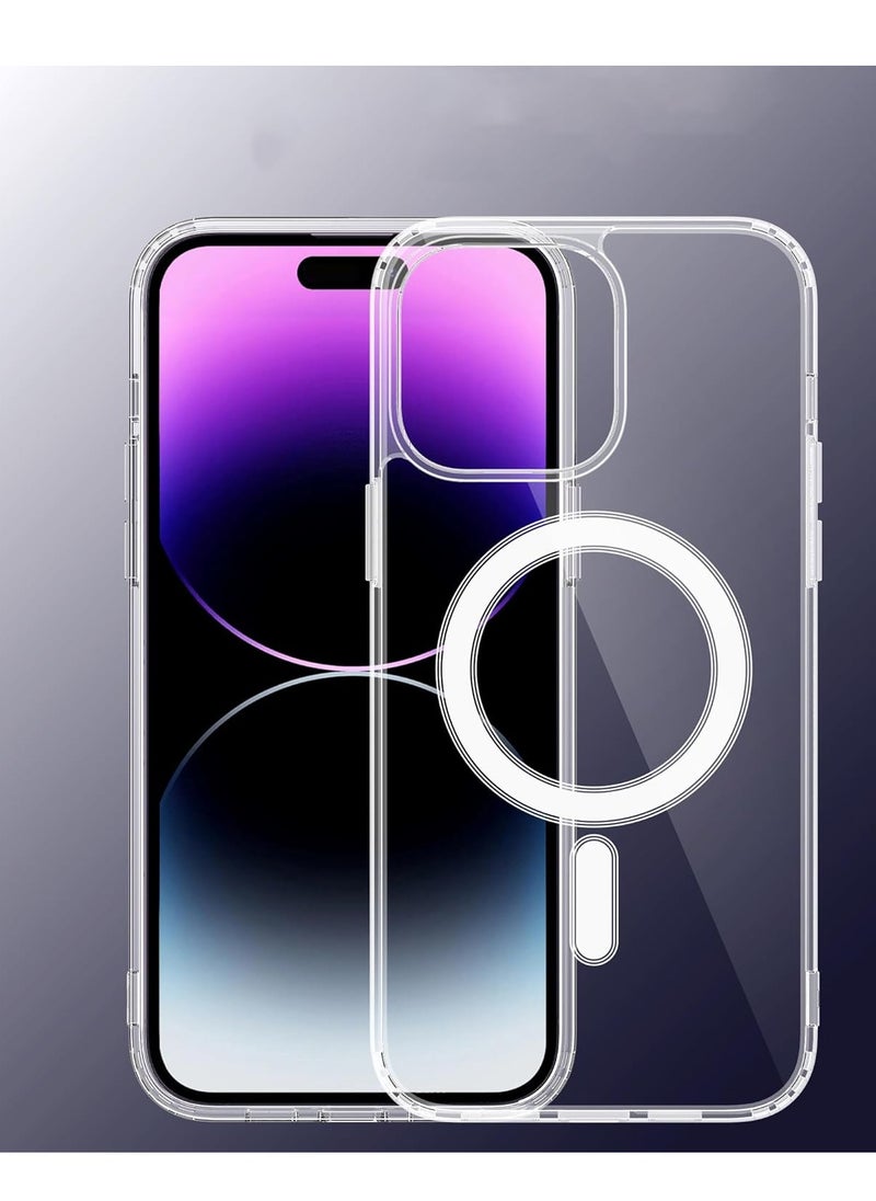 Case - Clear Magnetic Case for iPhone 15 6.1 Inch, Compatible with MagSafe, Super Premium Silicone PU Mobile Cover Shockproof Scratch Resistant Anti-Slip - Image 1