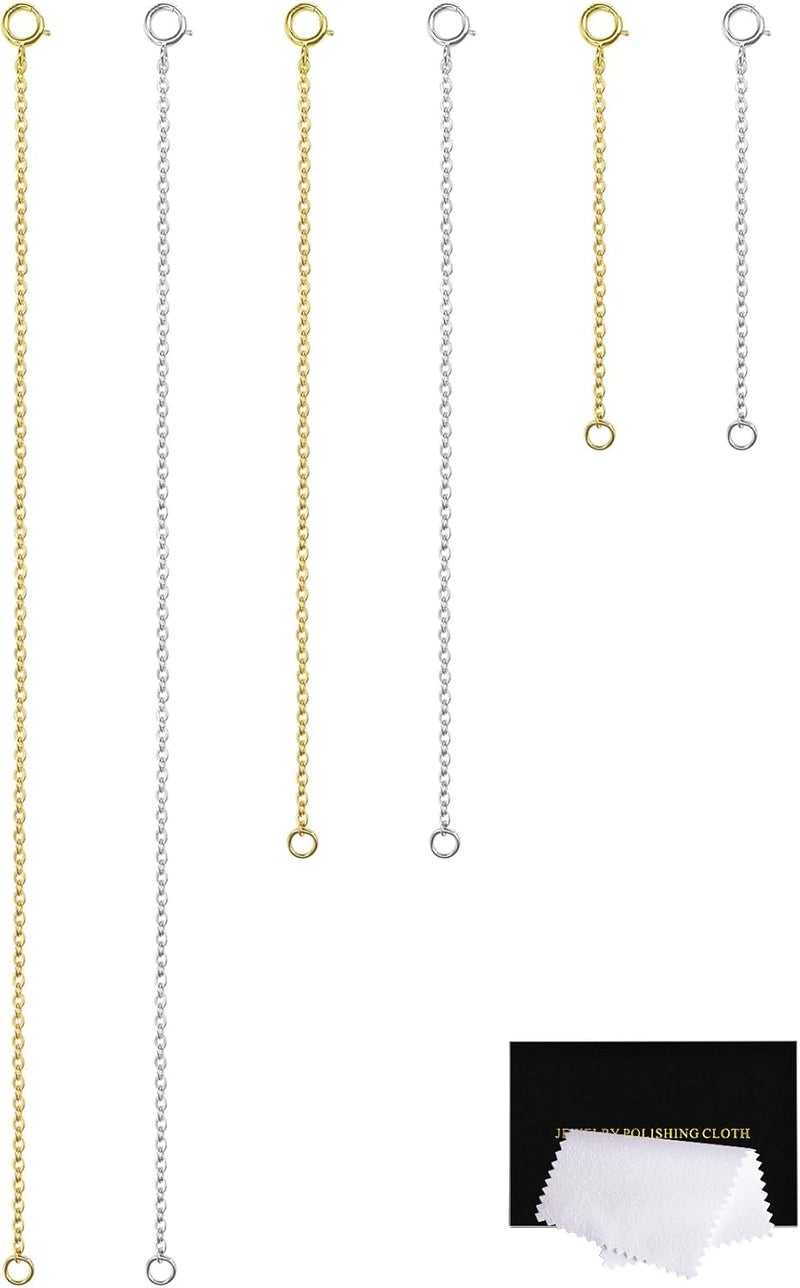 VANBARIS Necklace Extenders for Women, Gold Necklace Extender Gold and Silver - 6 Piece Set (2, 4, 6 Inches) - Image 1