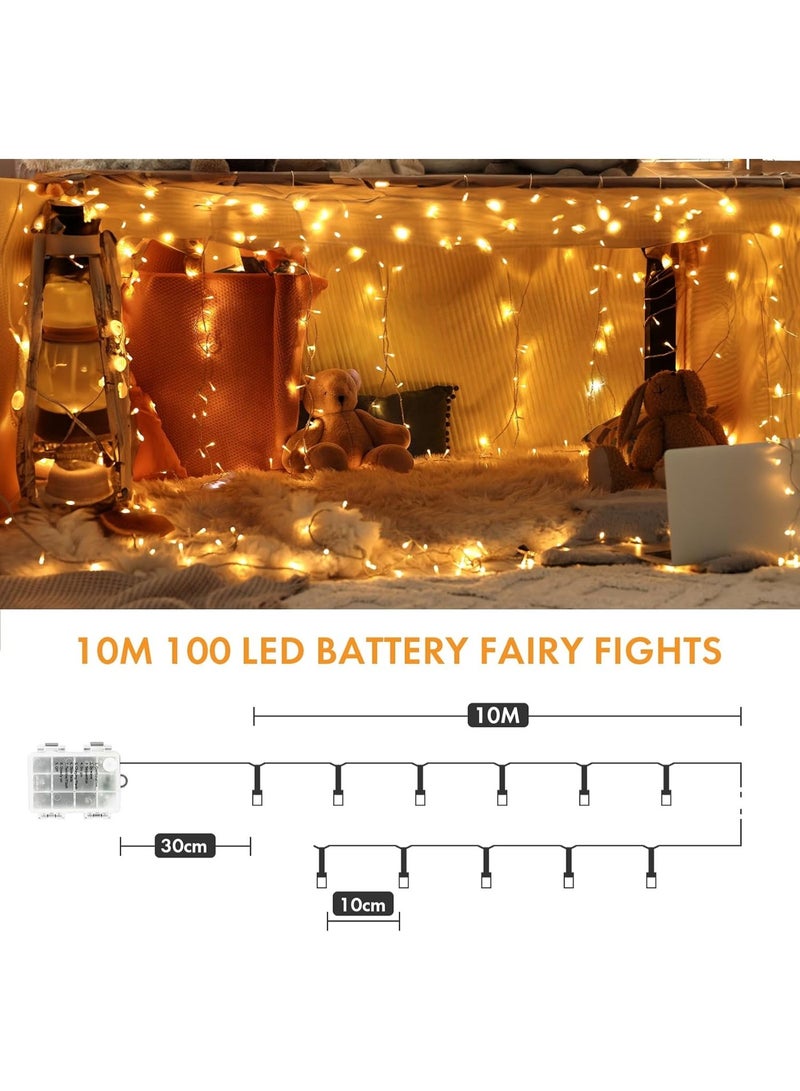 Twinkle Star Battery Fairy Lights Indoor Outdoor, 10m 100 LED Battery Christmas Lights with Timer/Remote/8 Mode/Dimmable, Waterproof String Lights for Party Xmas Tree Decorations, Warm White - Image 3
