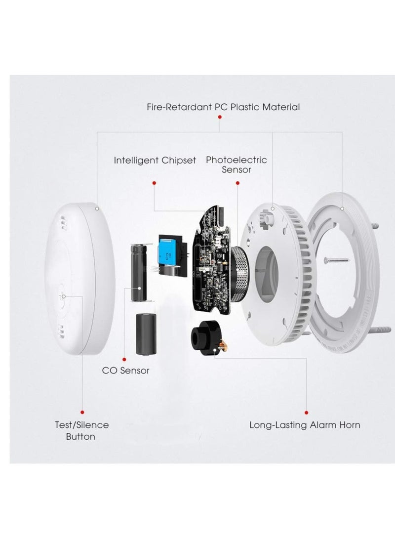 Combination gas and Carbon Monoxide Detector Alarm, Beeps Warning CO Alarms for Basements Travel Home Office House Bedroom Living Room Car, Battery Operated, Comply with UL 217/2034,2 Pcs - Image 4