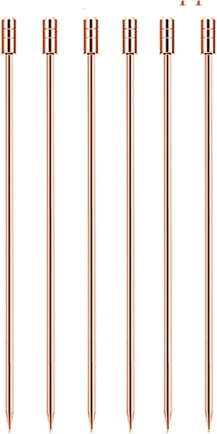 Widely 60pcs Stainless Steel Fruit Sticks Bar Tools Drink Stirring Sticks Picks Party Wedding Accessory Cocktail Picks For Drinks(Copper Hat 60PCS) - Image 1