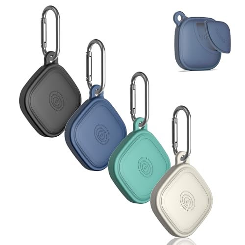 FGERWZ (4-Pack) Silicome Case for Tile Mate 2024, Waterproof Tile Mate Holder Full Body Protective Cover Compatible with Life360 Mate Tile Tracker with Keychain (Black/Off White/Blue/Green) - Image 1