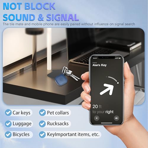 FGERWZ (4-Pack) Silicome Case for Tile Mate 2024, Waterproof Tile Mate Holder Full Body Protective Cover Compatible with Life360 Mate Tile Tracker with Keychain (Black/Off White/Blue/Green) - Image 4