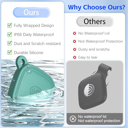 FGERWZ (4-Pack) Silicome Case for Tile Mate 2024, Waterproof Tile Mate Holder Full Body Protective Cover Compatible with Life360 Mate Tile Tracker with Keychain (Black/Off White/Blue/Green) - Image 5