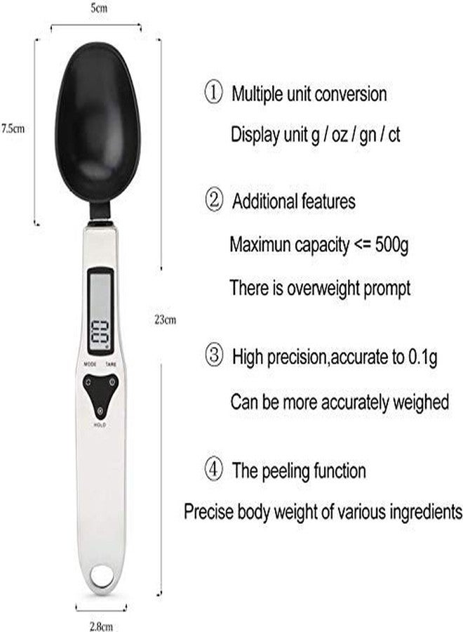 OBEST Kitchen Digital Measuring Spoon Food Scale, Digital Multi-Function Small Digital Spoon Scale, Weight from 0.1 Grams to 500 Grams Support Unit g/oz/gn/ct (Include 2 AAA Batteries)-LCD Display - Image 5