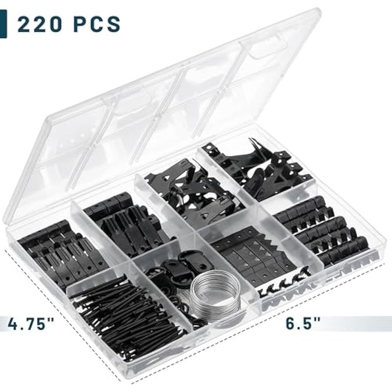 مستر.بين - مجموعة  الصور، 220 قطعة، اسود، شماعات الصور، مسامير ل الصور، شماعات الحائط، خطافات  الصور، ادوات  الاطار، خطافات صور، مجموعة  على الحائط - Image 2