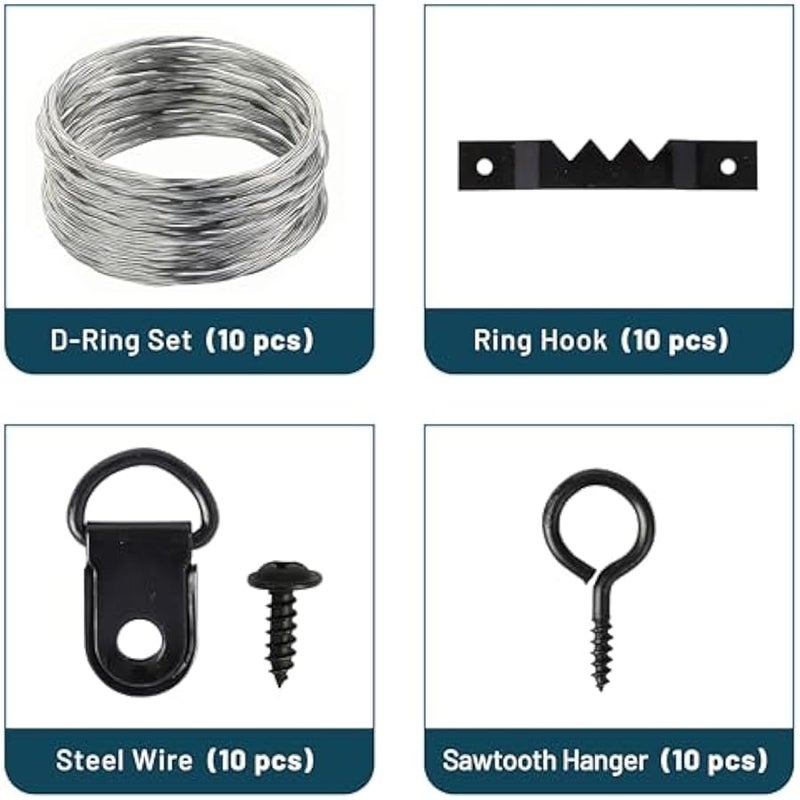 مستر.بين - مجموعة  الصور، 220 قطعة، اسود، شماعات الصور، مسامير ل الصور، شماعات الحائط، خطافات  الصور، ادوات  الاطار، خطافات صور، مجموعة  على الحائط - Image 4