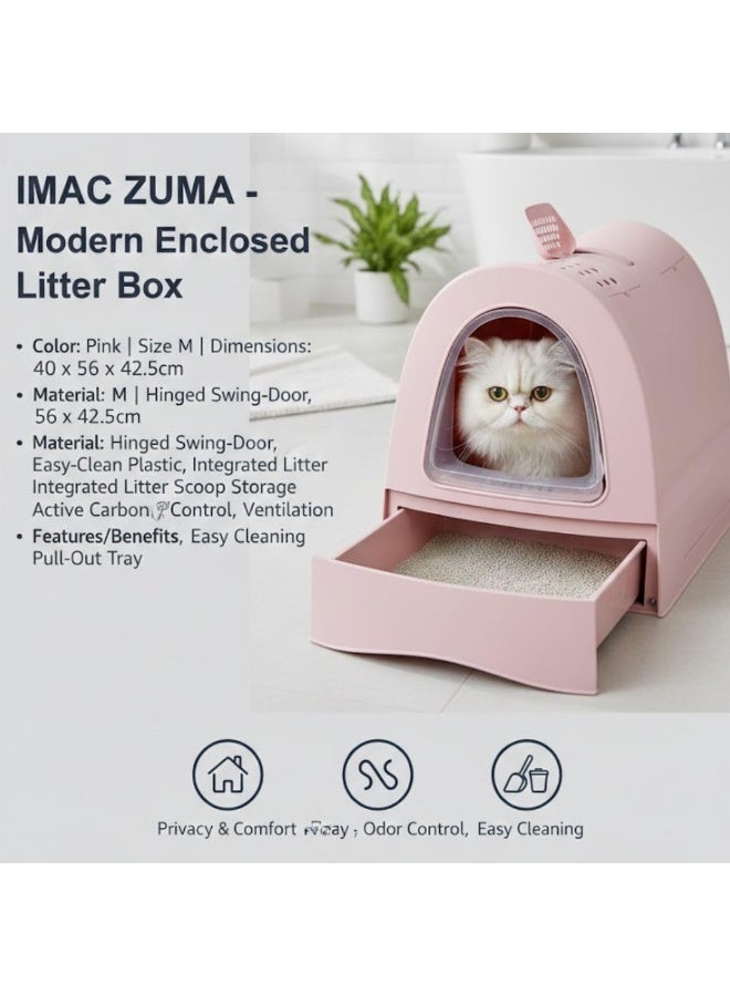 IMAC Zuma Cat Litter Box Pink Size M 40x56x42.5cm - Image 4