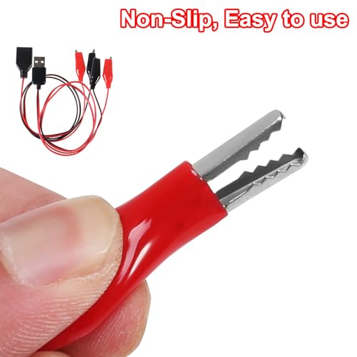 MELIFE 4PCS USB to Alligator Clip Adapter Cable, 24AWG 2PCS Male USB to Alligator Clip Jumper Probe, 2Pcs Female USB to Dual Copper Alligator Clip Test Leads 60cm / 1.96 ft for Testing The Circuit - Image 3