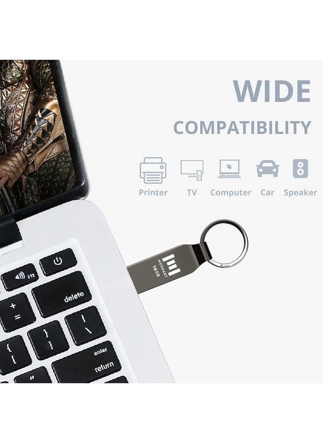 mosDART - 16Gb Metal Usb 2.0 Flash Drive 10 Pack Bulk Waterproof 16G Thumb Drive Jump Drive Pen Drive Memory Stick With Keychaintitan Gray - Image 1