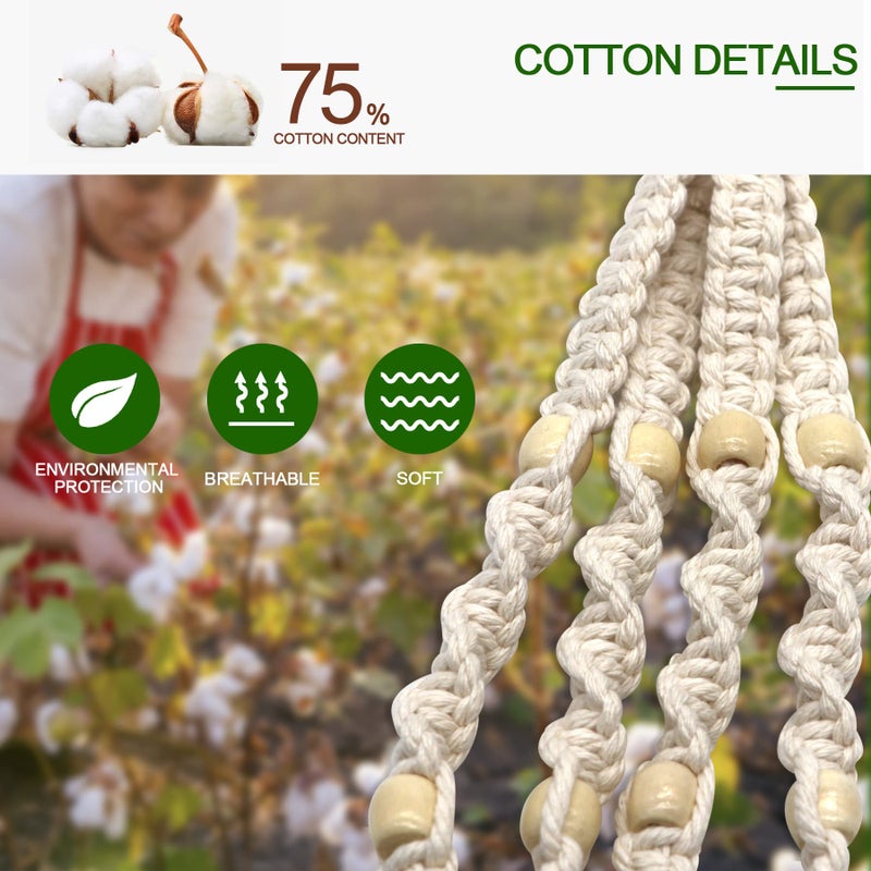 IGaiety Macrame Plant Hanger 5 Pcs Indoor Outdoor Hanging Plant Holders Handmade Plant Hangers Cotton Rope Planters with 5 Pcs Ceiling and S Hooks for Small Plants Pots Boho Home Decor - Image 4