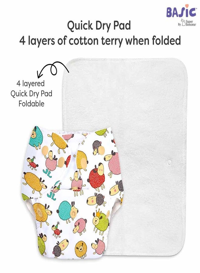 Superbottoms Basic Leakage-proof advanced cloth diapers for babies, High Absorbent 100% cotton 2 reusable diaper and 2 insert pad Combo Pack washable cloth diaper 3M -3Years Adjustable, Reduces Rash - Image 5