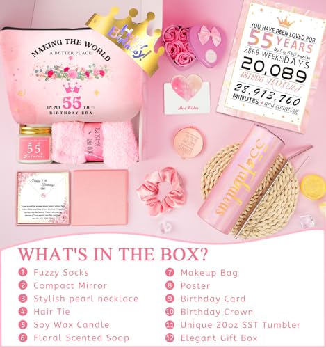 Awfrky 55th Birthday Gifts For Women, Happy 55th Birthday Gifts For Her Mom Sister Wife Best Friend Turning 55, Unique Gift For 55 Year Old Woman Birthday, Funny Birthday Decorations Gift Ideas - Image 4