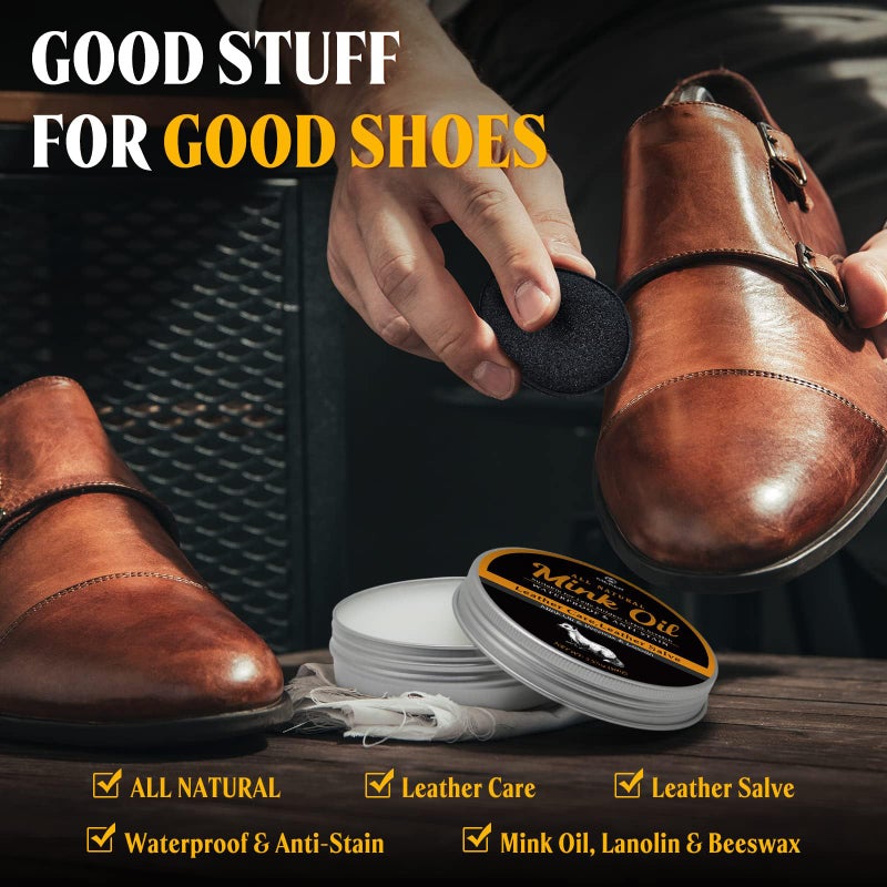MEKER Mink Oil for Leather Boots, Leather Conditioner and Cleaner 3.52 oz-All-Natural Waterproof Soften and Restore Shoes - Image 5