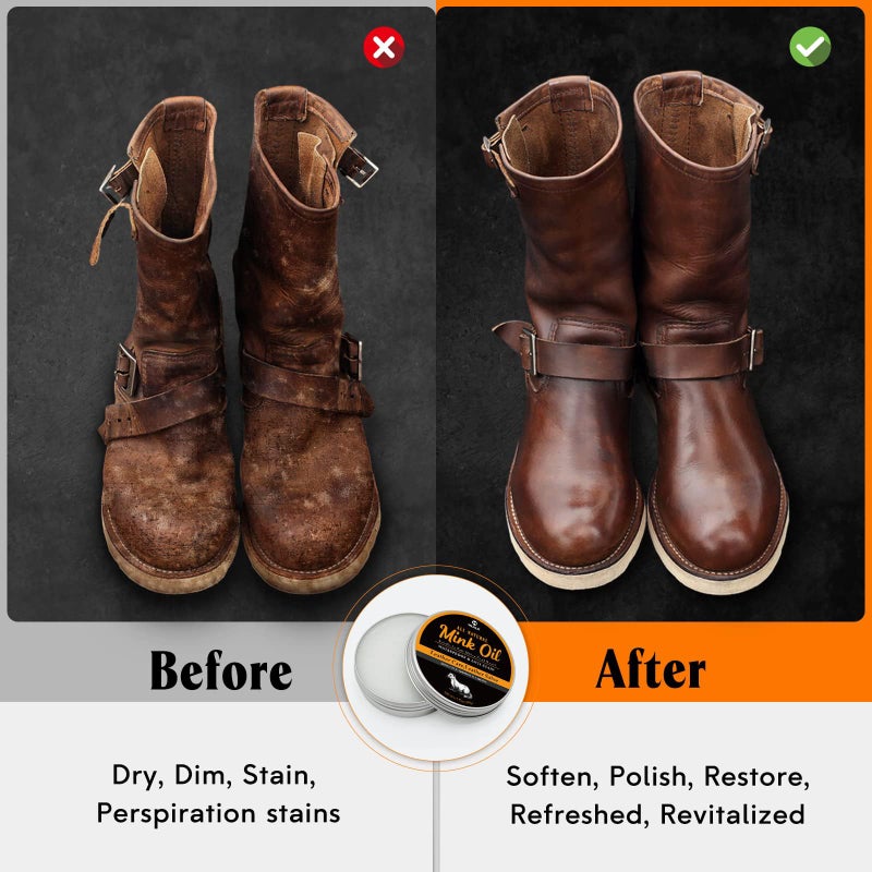 MEKER Mink Oil for Leather Boots, Leather Conditioner and Cleaner 3.52 oz-All-Natural Waterproof Soften and Restore Shoes - Image 4