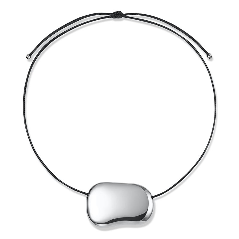 SHINYY Bean Necklace for Women | 18K Gold Plated Chunky Rope Pendant | Trendy Jewelry for Her (Silver) - Image 1