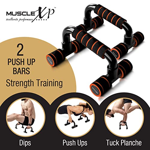 MuscleXP DrFitness+ Push Up Bars Stand with Foam Grip Handle for Chest Press, Arm & Core Strength, Home Gym Fitness Exercise for Men and Women - Image 4