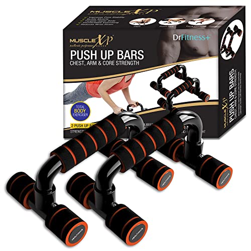 MuscleXP DrFitness+ Push Up Bars Stand with Foam Grip Handle for Chest Press, Arm & Core Strength, Home Gym Fitness Exercise for Men and Women - Image 1