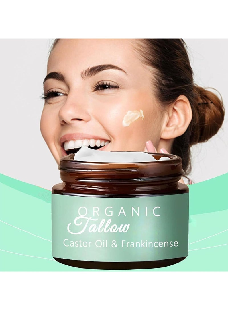Organic Grass-Fed Beef Tallow with Frankincense Oil & Castor Oil, Organic Beef Tallow Moisturizer for Skin, Tallow and Manuka Honey Balm, Beef Tallow Frankincense Balm for Face, Body - Image 2