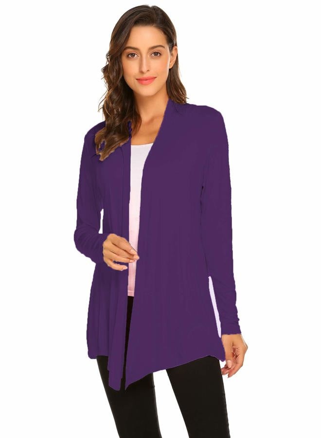 Newchoice Womens Casual Lightweight Long Sleeve Cardigan Soft Drape Open Front Fall Dusters (S-3XL), Purple, M - Image 3