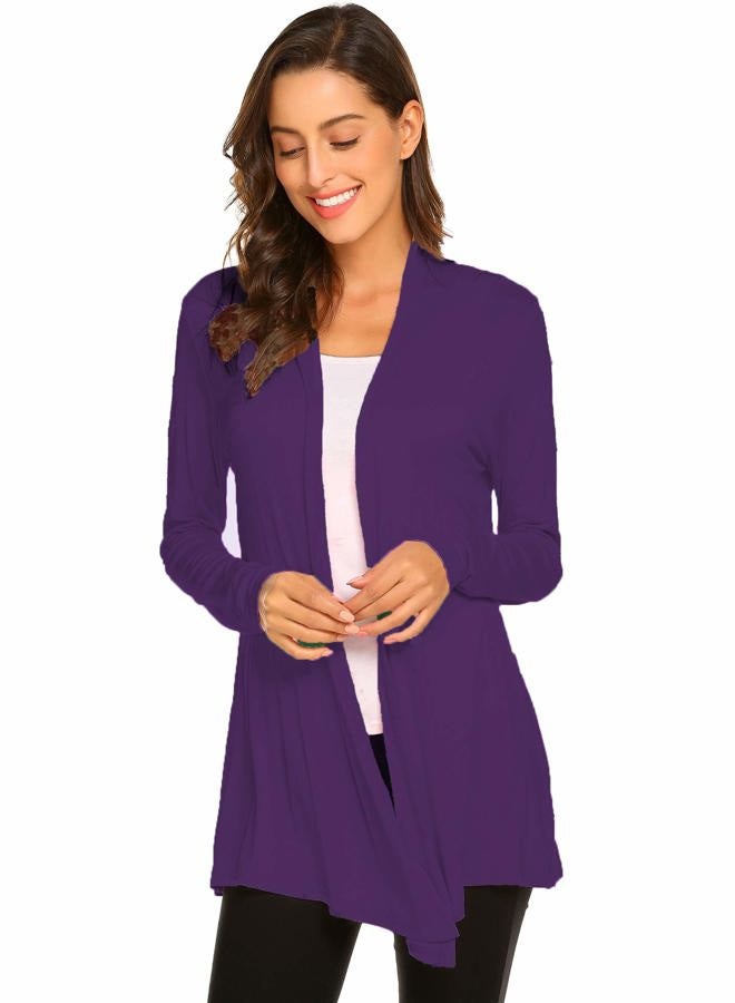 Newchoice Womens Casual Lightweight Long Sleeve Cardigan Soft Drape Open Front Fall Dusters (S-3XL), Purple, M - Image 2