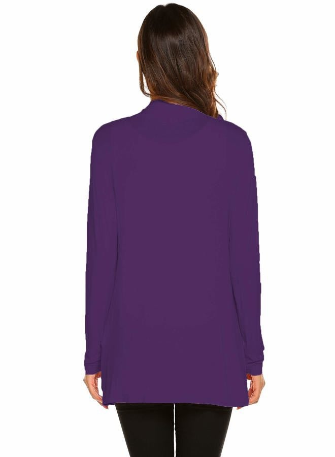 Newchoice Womens Casual Lightweight Long Sleeve Cardigan Soft Drape Open Front Fall Dusters (S-3XL), Purple, M - Image 5