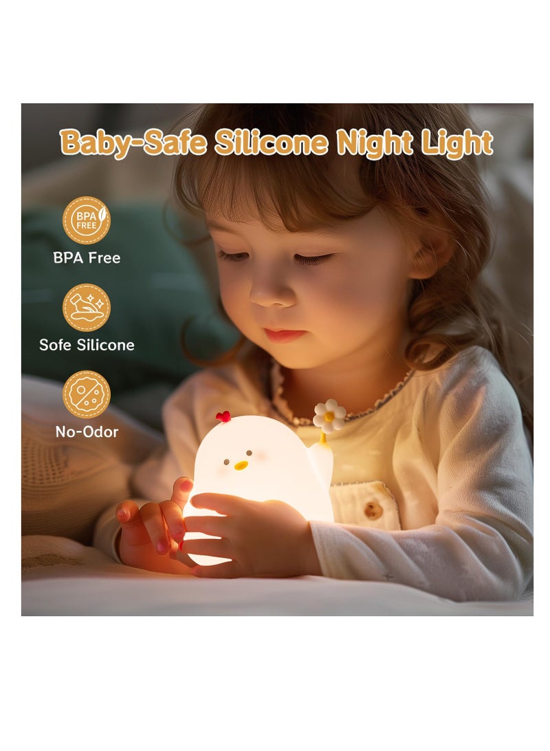 Excefore Night light for Kids, Chicken Cute Night Light for Toddler 1-3, Kids Night Light for Room, Bedroom, Bedside, Silicone Soft Lamp with 30 Min Timer and Auto Off, Ideal Gift - Image 4