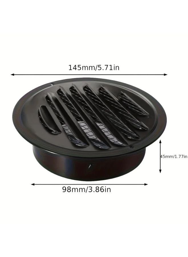 1pc Black Stainless Steel Wall Mounted Ventilation Grille Round Airflow Drainage Cover 5.91inch Slatted Design Corrosion Resistant Metal Grate For Kitchen Bathroom Outdoor Commercial Use Minimalist Style Sturdy Construction Home Improvement - Image 5