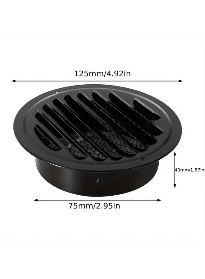 1pc Black Stainless Steel Wall Mounted Ventilation Grille Round Airflow Drainage Cover 5.91inch Slatted Design Corrosion Resistant Metal Grate For Kitchen Bathroom Outdoor Commercial Use Minimalist Style Sturdy Construction Home Improvement - Image 3