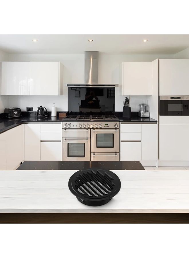 1pc Black Stainless Steel Wall Mounted Ventilation Grille Round Airflow Drainage Cover 5.91inch Slatted Design Corrosion Resistant Metal Grate For Kitchen Bathroom Outdoor Commercial Use Minimalist Style Sturdy Construction Home Improvement - Image 4
