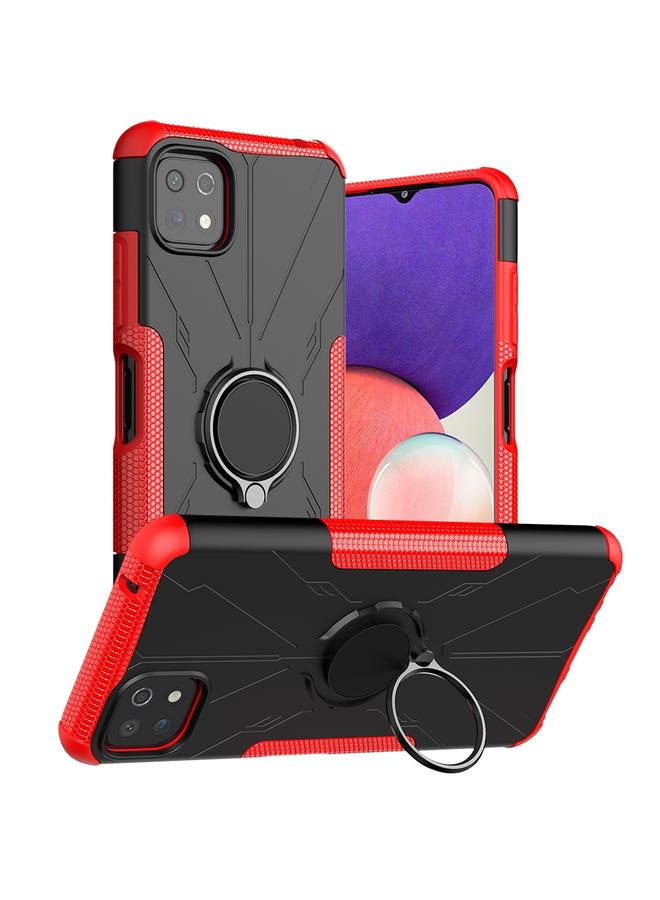 اس-توب جراب لهاتف Samsung Galaxy A22 5G Armor Bear مقاوم للصدمات من البولي كربونات + جراب واقٍ من مادة TPU مع حامل حلقي - Image 1