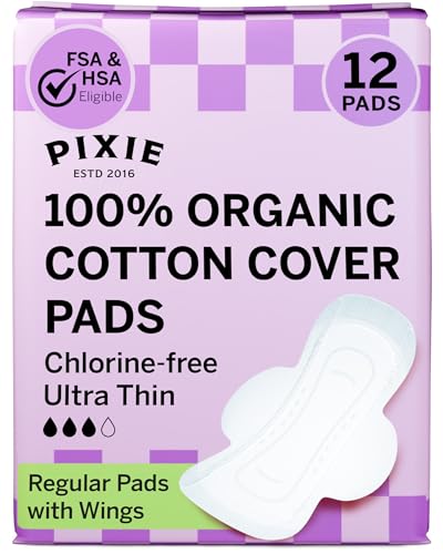 Pixie Cup Pixie Organic Cotton Ultra Thin Pads with Wings for Women LeakProof MoistureWicking for Feminine Care Compostable Unscented Menstrual Pads Regular Absorbency FSA Eligible 12 Count - Image 1