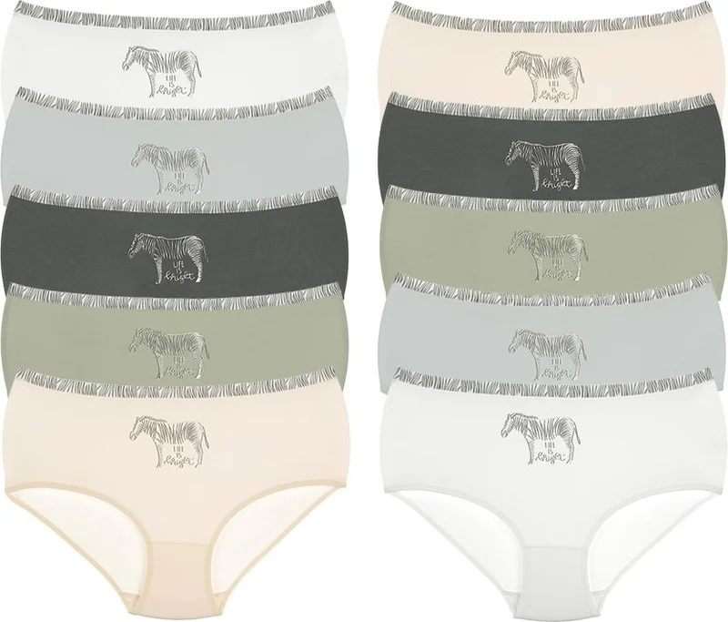 دونيلا 10 Pcs Zebra Printed Women's Plus Size Panties - 2571ZO