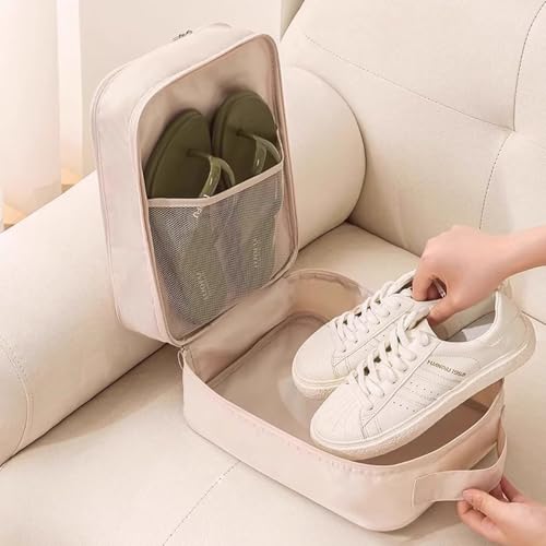 Resdenio 2 Pack Shoe Bags for Travel Holds 3 Pair of Shoes Portable Shoes Storage Bag Organizer Travel Luggage Shoe Organizer for Women and Teenager Beige - Image 3