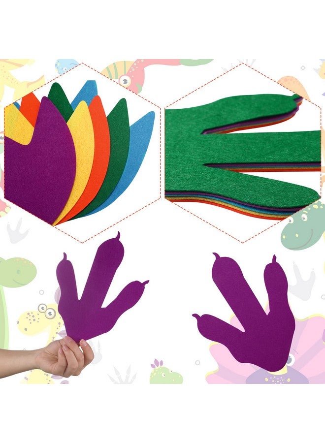 Tegeme 40 Pcs Felt Dinosaur Footprints Floor Decals Colorful Dinosaur Cutouts Removable Tracks Decal Stickers Dino Footprints for Kids Party School Playroom Nursery Classroom Decoration - Image 3