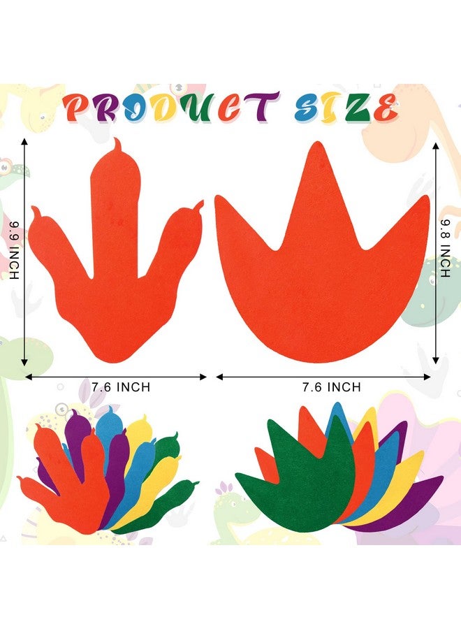 Tegeme 40 Pcs Felt Dinosaur Footprints Floor Decals Colorful Dinosaur Cutouts Removable Tracks Decal Stickers Dino Footprints for Kids Party School Playroom Nursery Classroom Decoration - Image 2