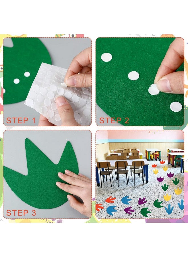 Tegeme 40 Pcs Felt Dinosaur Footprints Floor Decals Colorful Dinosaur Cutouts Removable Tracks Decal Stickers Dino Footprints for Kids Party School Playroom Nursery Classroom Decoration - Image 4