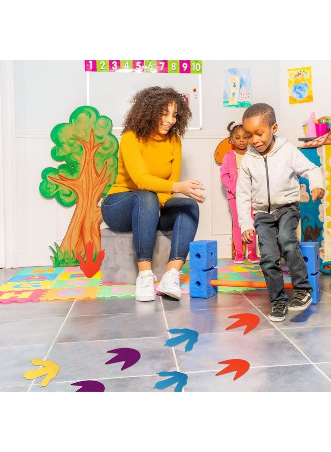 Tegeme 40 Pcs Felt Dinosaur Footprints Floor Decals Colorful Dinosaur Cutouts Removable Tracks Decal Stickers Dino Footprints for Kids Party School Playroom Nursery Classroom Decoration - Image 5