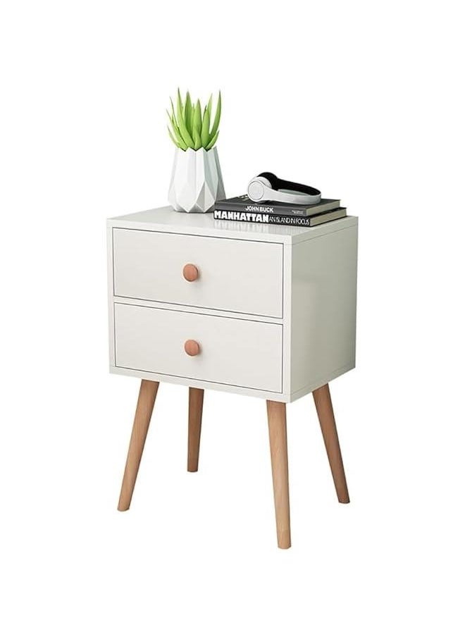 HOOKOR 2-Tier Nightstand, Bedside Table, End Table with Storage Drawer and Open Shelf,modern Style Desk with Solid Wood Legs, Perfect for Bedroom Living Room (2 Drawer)  - Image 1