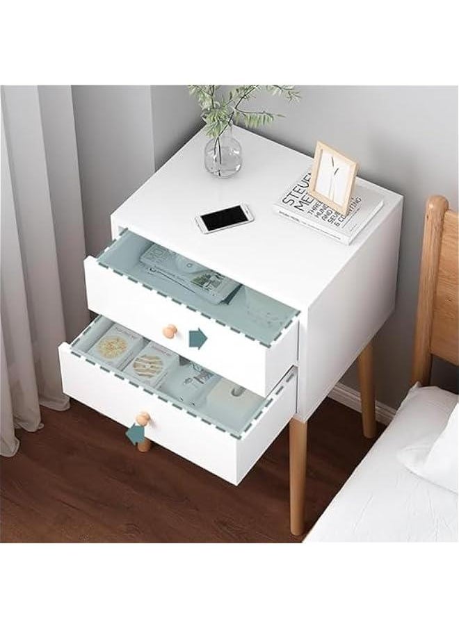 HOOKOR 2-Tier Nightstand, Bedside Table, End Table with Storage Drawer and Open Shelf,modern Style Desk with Solid Wood Legs, Perfect for Bedroom Living Room (2 Drawer)  - Image 2